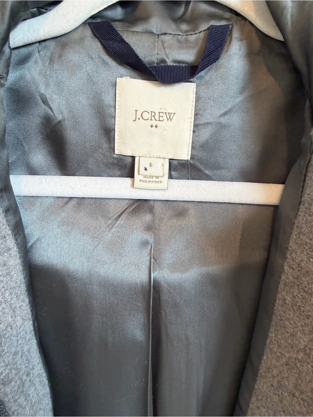 Like New J Crew Wool Blend Faux Fur Hooded Jacket Size 6 Gray - Picture 4 of 5